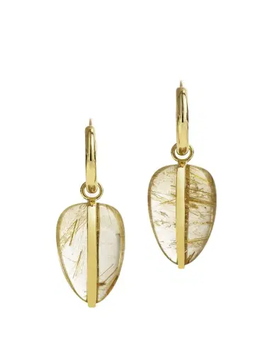 By Pariah 14K Yellow Gold Rutilated Quartz Pebble Earrings | Thumbnail 1