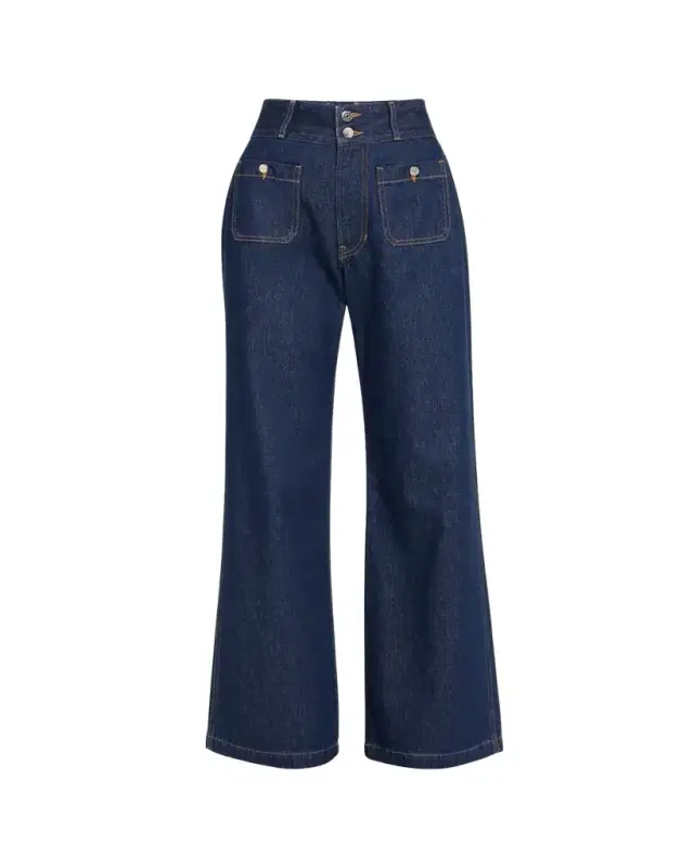 Veronica Beard Taylor High-Rise Wide-Leg Jeans