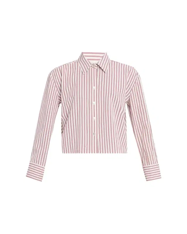 Vince Stripe Cropped Button-Front Shirt