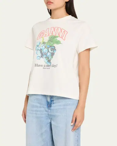 Ganni Relaxed Cotton-Jersey Grapes T-Shirt | Thumbnail 4 Ganni Relaxed Cotton-Jersey Grapes T-Shirt | Thumbnail 4