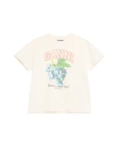 Ganni Relaxed Cotton-Jersey Grapes T-Shirt | Thumbnail 1 Ganni Relaxed Cotton-Jersey Grapes T-Shirt | Thumbnail 1
