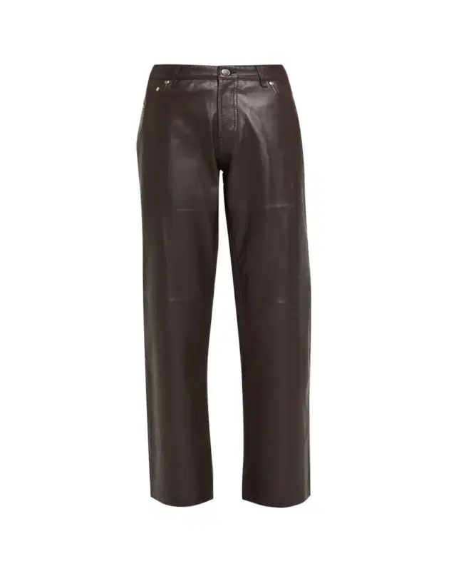 EB Denim Low-Rise Baggy Leather Jeans