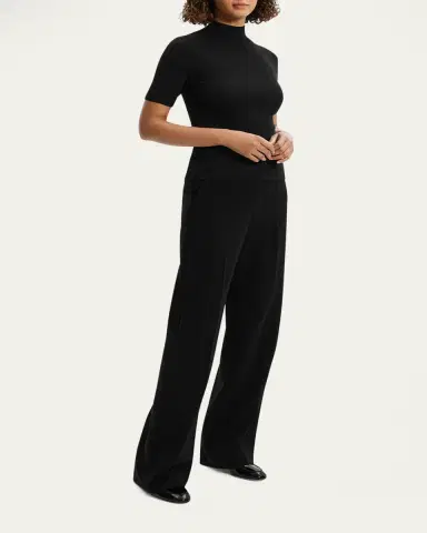 Theory Leenda Regal Merino Wool Short-Sleeve Mock-Neck Top | Thumbnail 2