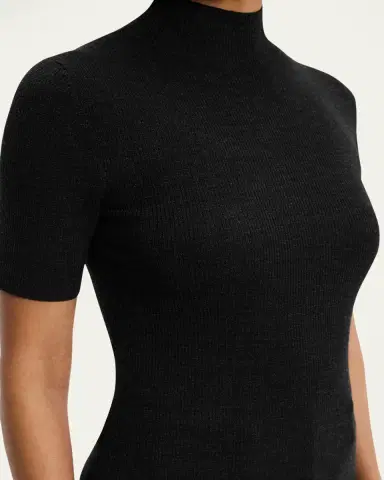 Theory Leenda Regal Merino Wool Short-Sleeve Mock-Neck Top | Thumbnail 5