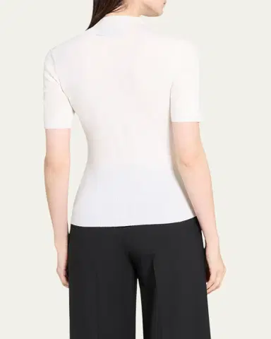 Theory Leenda Regal Merino Wool Short-Sleeve Mock-Neck Top | Thumbnail 7