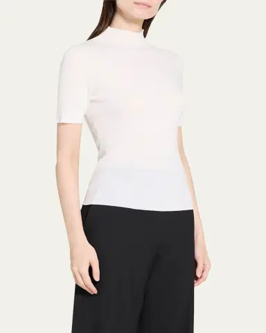 Theory Leenda Regal Merino Wool Short-Sleeve Mock-Neck Top | Thumbnail 8
