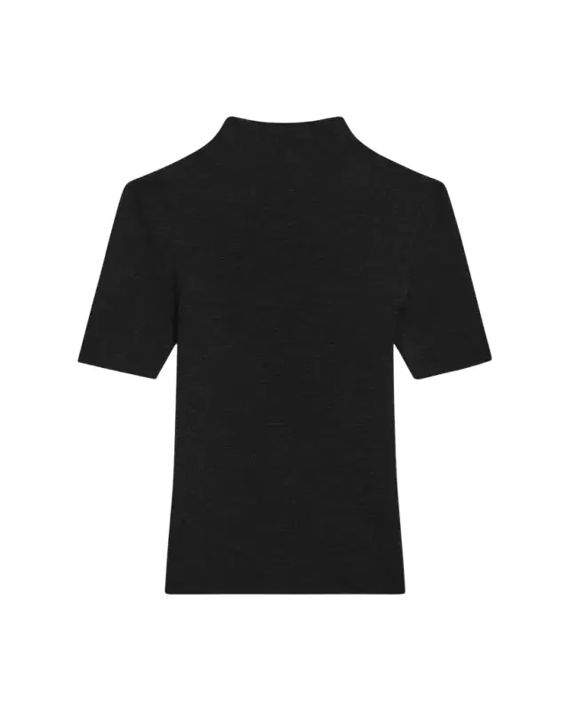 Theory Leenda Regal Merino Wool Short-Sleeve Mock-Neck Top