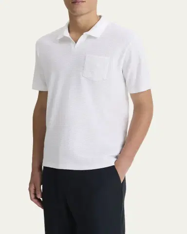 Vince Men's Textured Johnny Collar Polo Shirt | Thumbnail 2