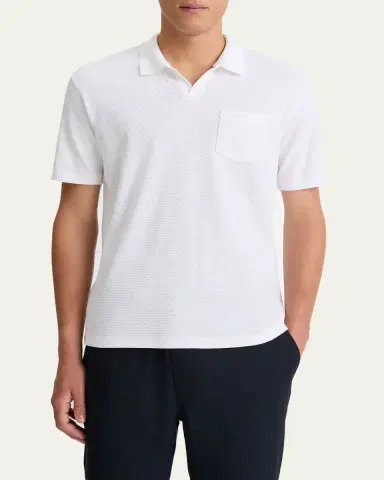 Vince Men's Textured Johnny Collar Polo Shirt | Thumbnail 4