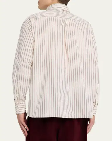 Willy Chavarria Men's Veterano Stripe Button-Down Shirt with Pocket | Thumbnail 3