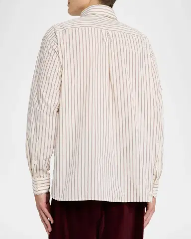 Willy Chavarria Men's Veterano Stripe Button-Down Shirt with Pocket | Thumbnail 7
