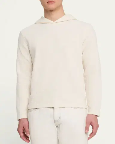 Vince Men's Double-Face Textured Hoodie | Thumbnail 4