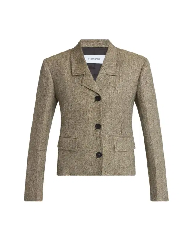 Ferragamo Wool-Cashmere Single-Breasted Blazer Jacket