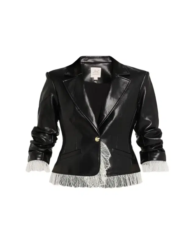 Cinq à Sept Lace-Trim Vegan Leather Blazer