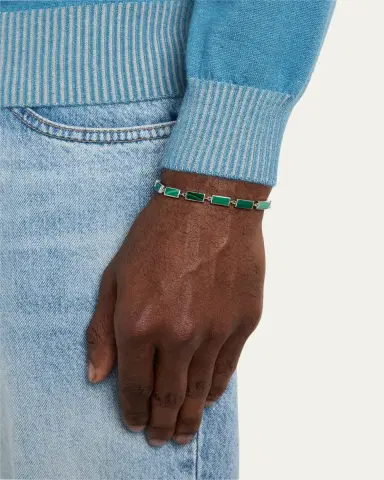 Jan Leslie Men's Malachite Rectangle Link Bracelet | Thumbnail 2 Jan Leslie Men's Malachite Rectangle Link Bracelet | Thumbnail 2