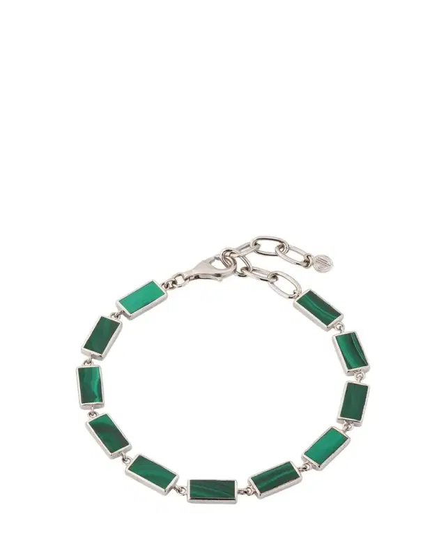 Jan Leslie Men's Malachite Rectangle Link Bracelet