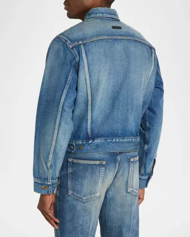 Fear of God Men's Washed Black Denim Trucker Jacket | Thumbnail 2 Fear of God Men's Washed Black Denim Trucker Jacket | Thumbnail 2