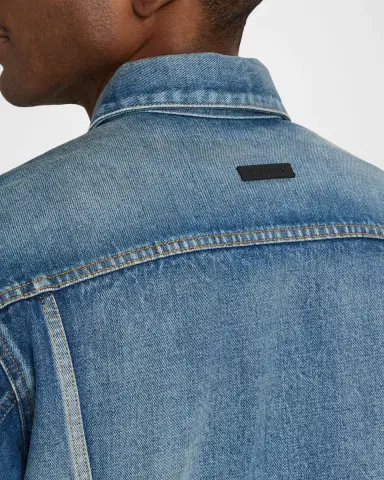 Fear of God Men's Washed Black Denim Trucker Jacket | Thumbnail 4 Fear of God Men's Washed Black Denim Trucker Jacket | Thumbnail 4
