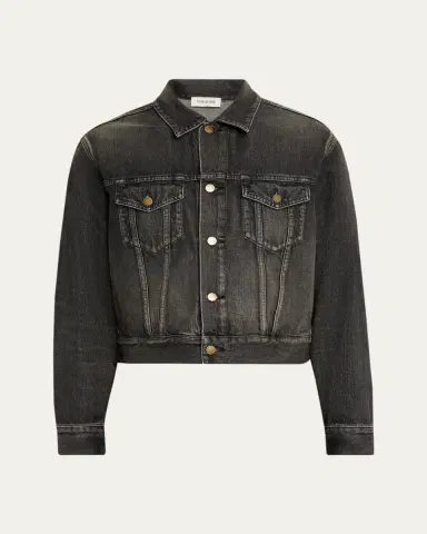 Fear of God Men's Washed Black Denim Trucker Jacket | Thumbnail 5 Fear of God Men's Washed Black Denim Trucker Jacket | Thumbnail 5