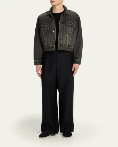 Fear of God Men's Washed Black Denim Trucker Jacket | Thumbnail 6 Fear of God Men's Washed Black Denim Trucker Jacket | Thumbnail 6