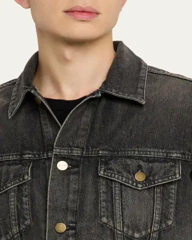 Fear of God Men's Washed Black Denim Trucker Jacket | Thumbnail 9 Fear of God Men's Washed Black Denim Trucker Jacket | Thumbnail 9
