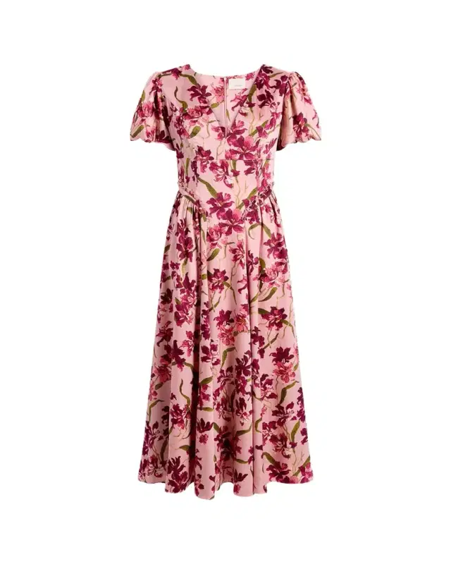 Cinq à Sept Katlin Trailing Hibiscus Midi Dress