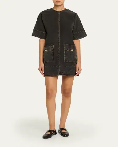 Ganni Mini Washed Denim T-Shirt Dress | Thumbnail 2 Ganni Mini Washed Denim T-Shirt Dress | Thumbnail 2