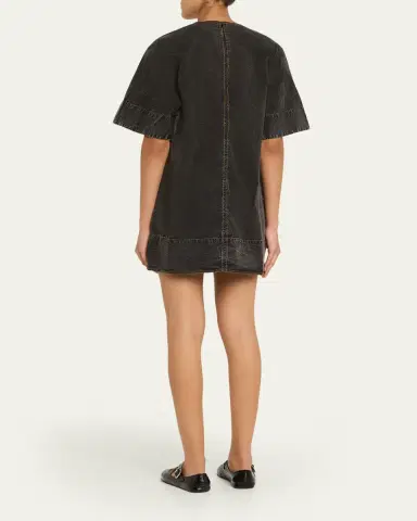 Ganni Mini Washed Denim T-Shirt Dress | Thumbnail 3 Ganni Mini Washed Denim T-Shirt Dress | Thumbnail 3