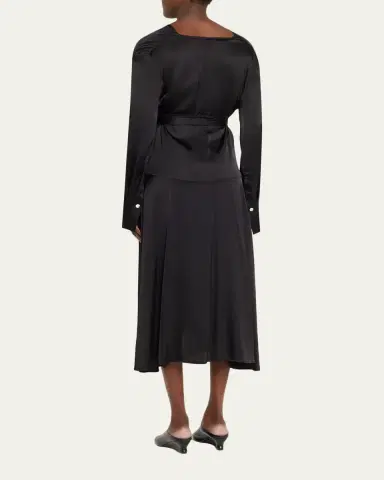 Ganni Long-Sleeve Stretch Satin Dress | Thumbnail 3 Ganni Long-Sleeve Stretch Satin Dress | Thumbnail 3
