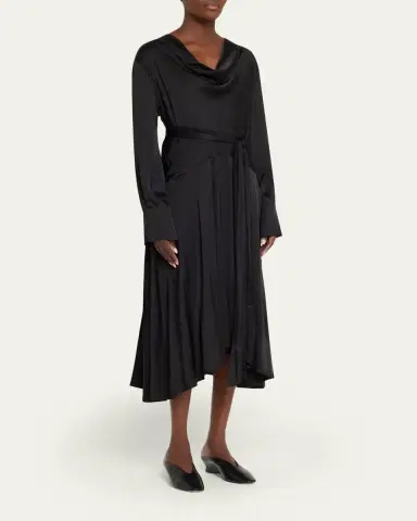 Ganni Long-Sleeve Stretch Satin Dress | Thumbnail 4 Ganni Long-Sleeve Stretch Satin Dress | Thumbnail 4