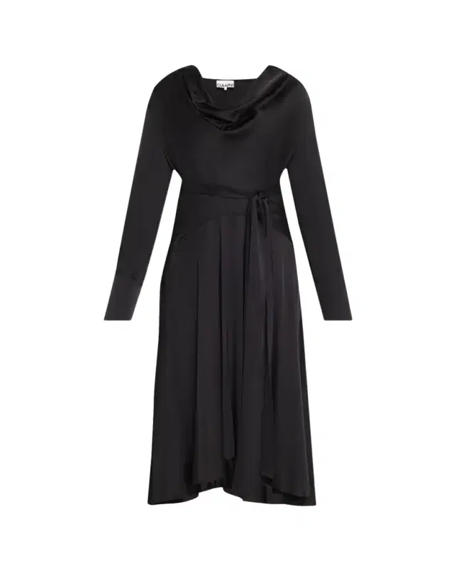 Long-Sleeve Stretch Satin Dress