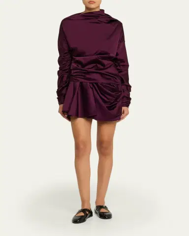 Ganni Technical Stretch Satin Mini Dress | Thumbnail 2 Ganni Technical Stretch Satin Mini Dress | Thumbnail 2