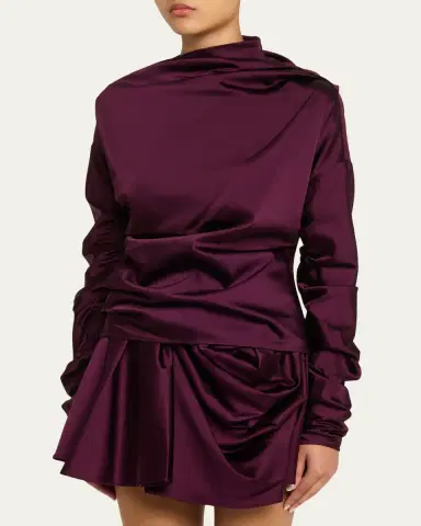 Ganni Technical Stretch Satin Mini Dress | Thumbnail 4 Ganni Technical Stretch Satin Mini Dress | Thumbnail 4