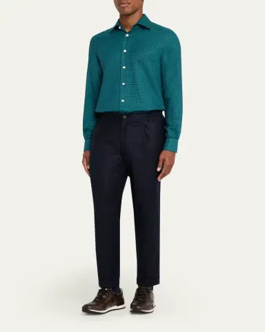 Kiton Men's Modern Fit Cotton Micro-Gingham Sport Shirt | Thumbnail 2 Kiton Men's Modern Fit Cotton Micro-Gingham Sport Shirt | Thumbnail 2