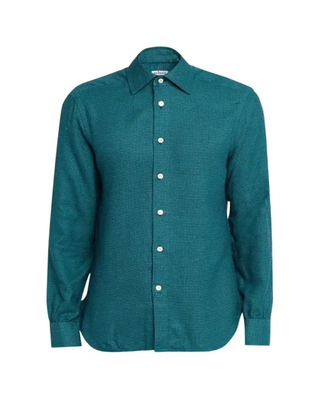 Kiton Men's Modern Fit Cotton Micro-Gingham Sport Shirt
