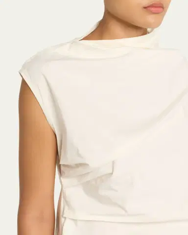 Ganni Ruched Asymmetric Cotton Blouse | Thumbnail 5 Ganni Ruched Asymmetric Cotton Blouse | Thumbnail 5