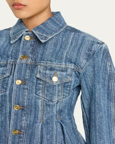 Ganni Pleated Stripe Denim Jacket | Thumbnail 5 Ganni Pleated Stripe Denim Jacket | Thumbnail 5