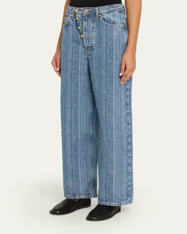 Ganni Stripe Baggy Jeans | Thumbnail 4