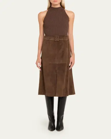 Veronica Beard Alexie Suede Midi Skirt | Thumbnail 2
