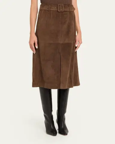 Veronica Beard Alexie Suede Midi Skirt | Thumbnail 4