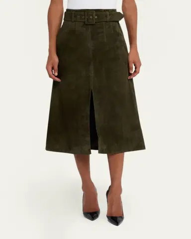 Veronica Beard Alexie Suede Midi Skirt | Thumbnail 8