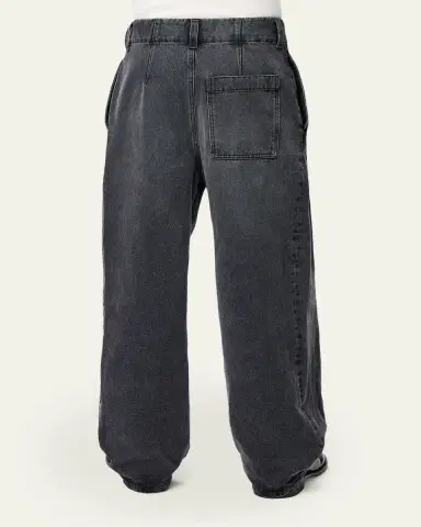 Loewe Men's Leather Label Baggy-Fit Pleated Jeans | Thumbnail 3 Loewe Men's Leather Label Baggy-Fit Pleated Jeans | Thumbnail 3
