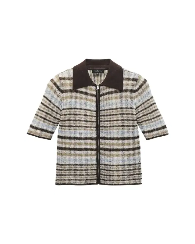 rag & bone Leva Short-Sleeve Zip Polo