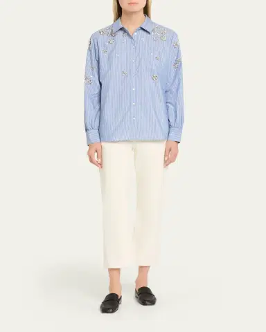 Cinq à Sept Lola Pinstripe Embellished Shirt | Thumbnail 2 Cinq à Sept Lola Pinstripe Embellished Shirt | Thumbnail 2
