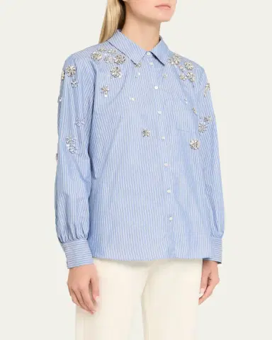 Cinq à Sept Lola Pinstripe Embellished Shirt | Thumbnail 4 Cinq à Sept Lola Pinstripe Embellished Shirt | Thumbnail 4