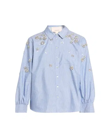 Cinq à Sept Lola Pinstripe Embellished Shirt | Thumbnail 1 Cinq à Sept Lola Pinstripe Embellished Shirt | Thumbnail 1