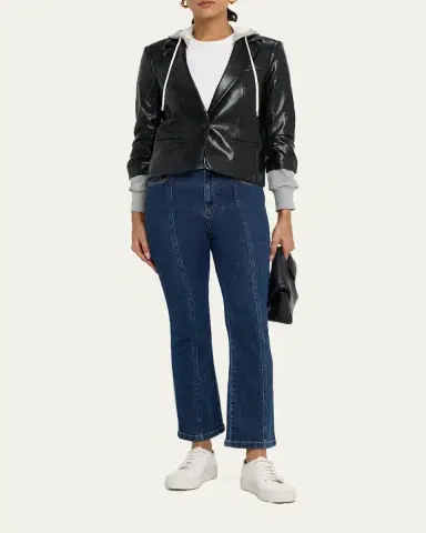 Cinq a Sept Hooded Vegan Leather Combo Blazer | Thumbnail 2