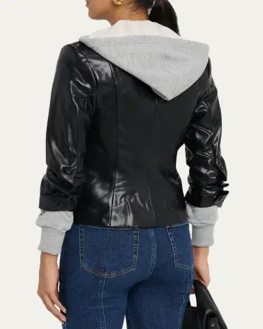 Cinq a Sept Hooded Vegan Leather Combo Blazer | Thumbnail 3