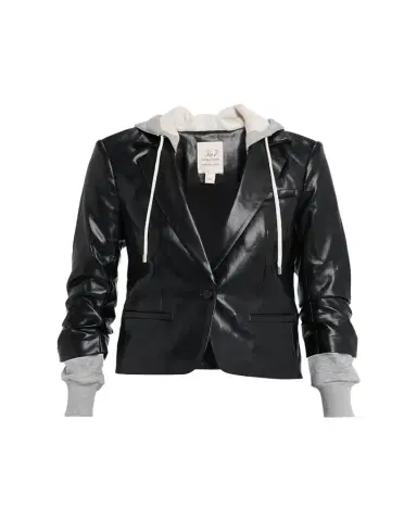 Cinq a Sept Hooded Vegan Leather Combo Blazer | Thumbnail 1