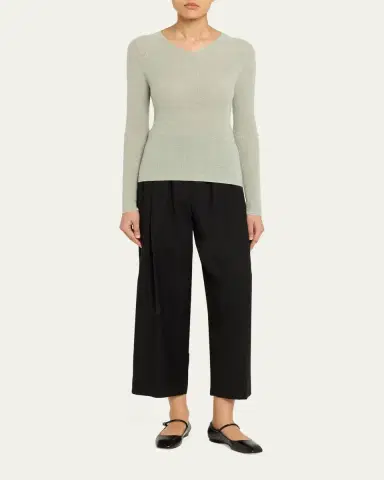 Vince Metallic High-V Knit Top | Thumbnail 2